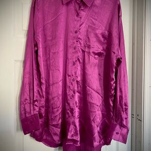 Fashion Nova Small Women’s Purple Button Formal Business Blouse Shirt Collared